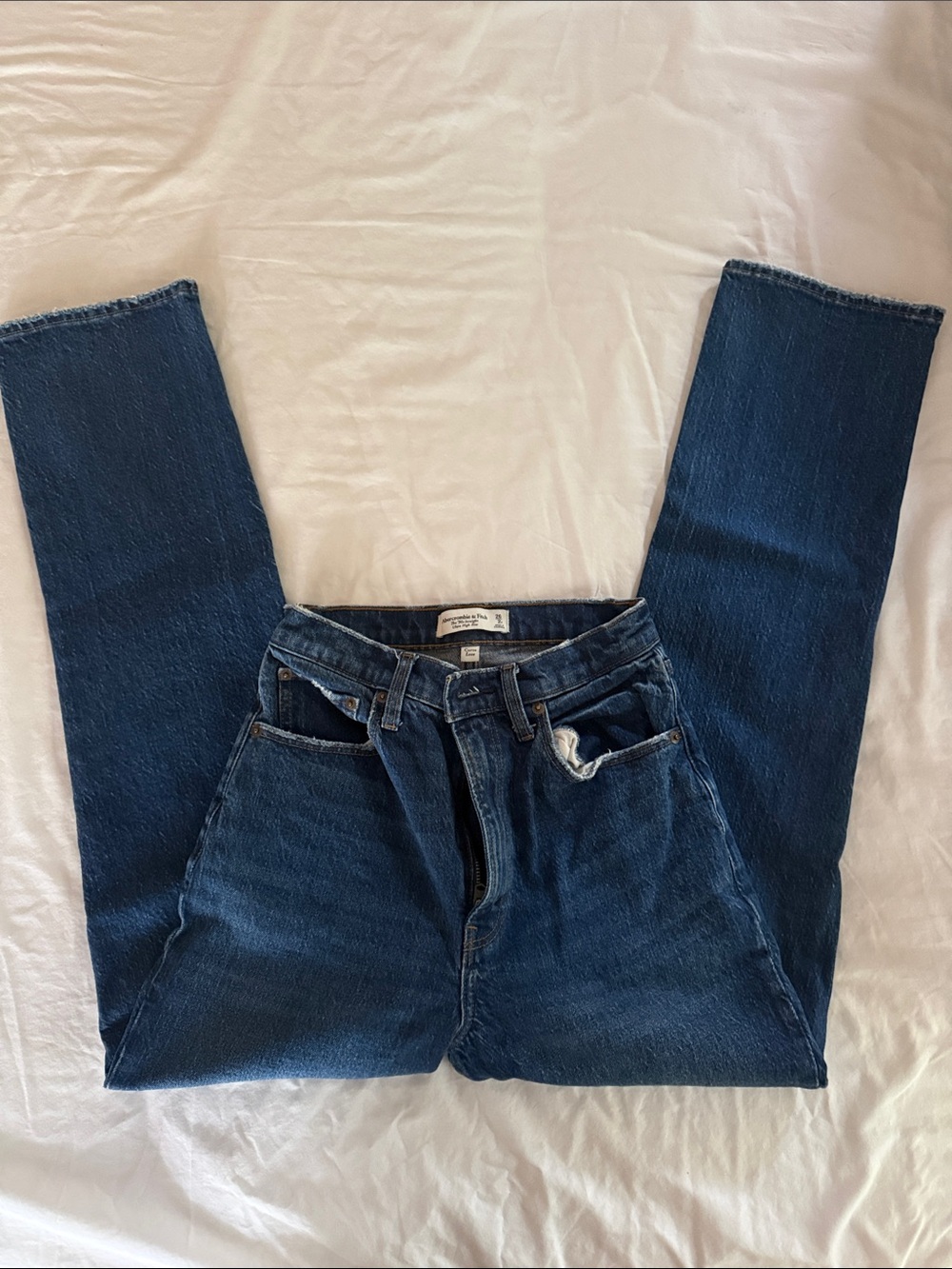 Abercrombie & Fitch Dark Blue High-Rise Straight Jeans